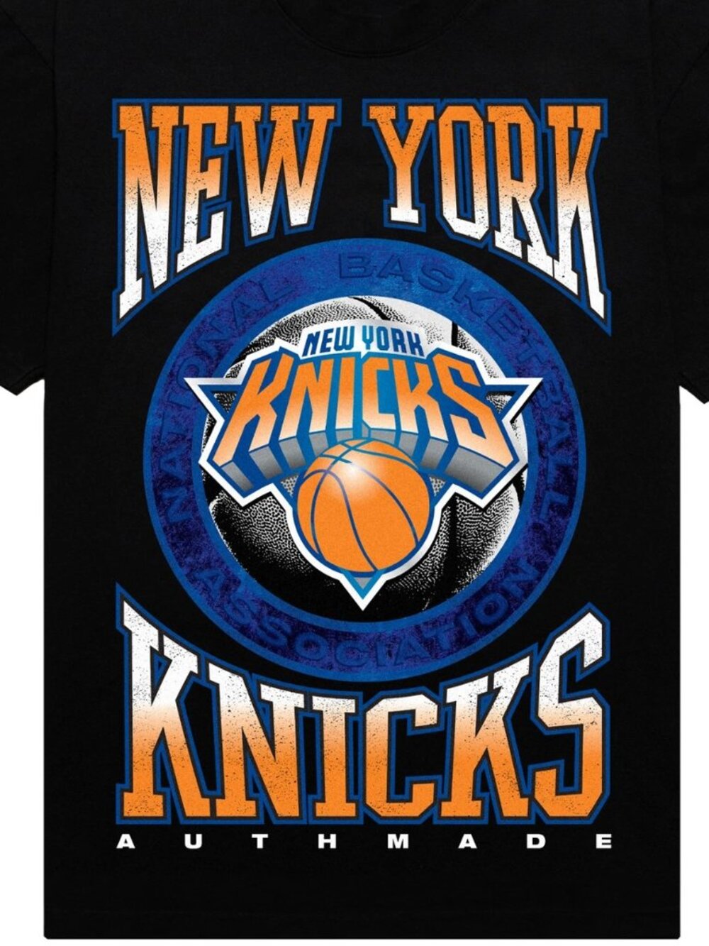 Men's Authmade Black New York Knicks Metal Premium Heavyweight T-Shirt - Picture 2 of 5